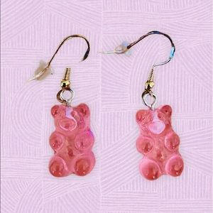 Pink gummy bear earrings
